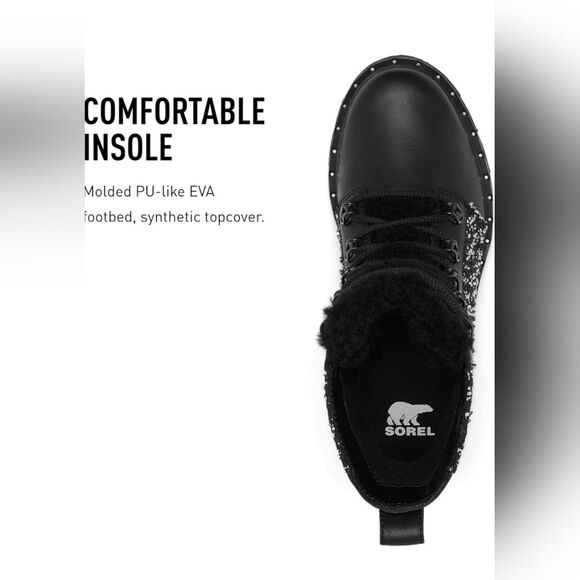 Sorel Lennox Boots Women's Size 8.5 Black White Waterproof Leather Shearling - Picture 7 of 16